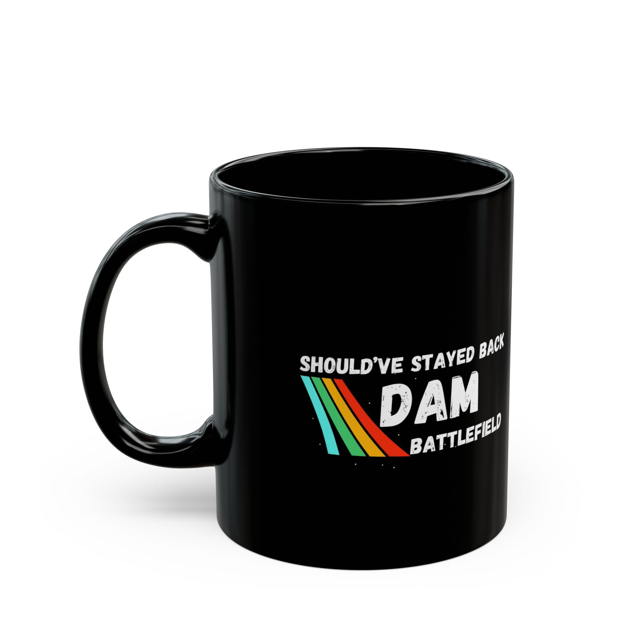 Shouldve Stayed Back Dam Battlefield Mug, Funny Gamer Coffee Mug 11oz 15oz, Arc Raider's Inspired Mug, Retro Rainbow Gaming Gift for Brother