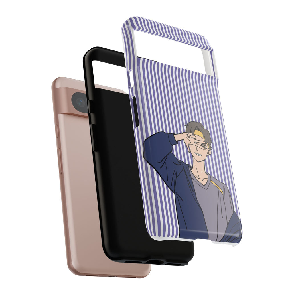 Casual Anime Guy Phone Case | Valentines Day Striped Lines phone case, Purple Stripe Iphone case - Iphone, Samsung and Pixel Mobile cases