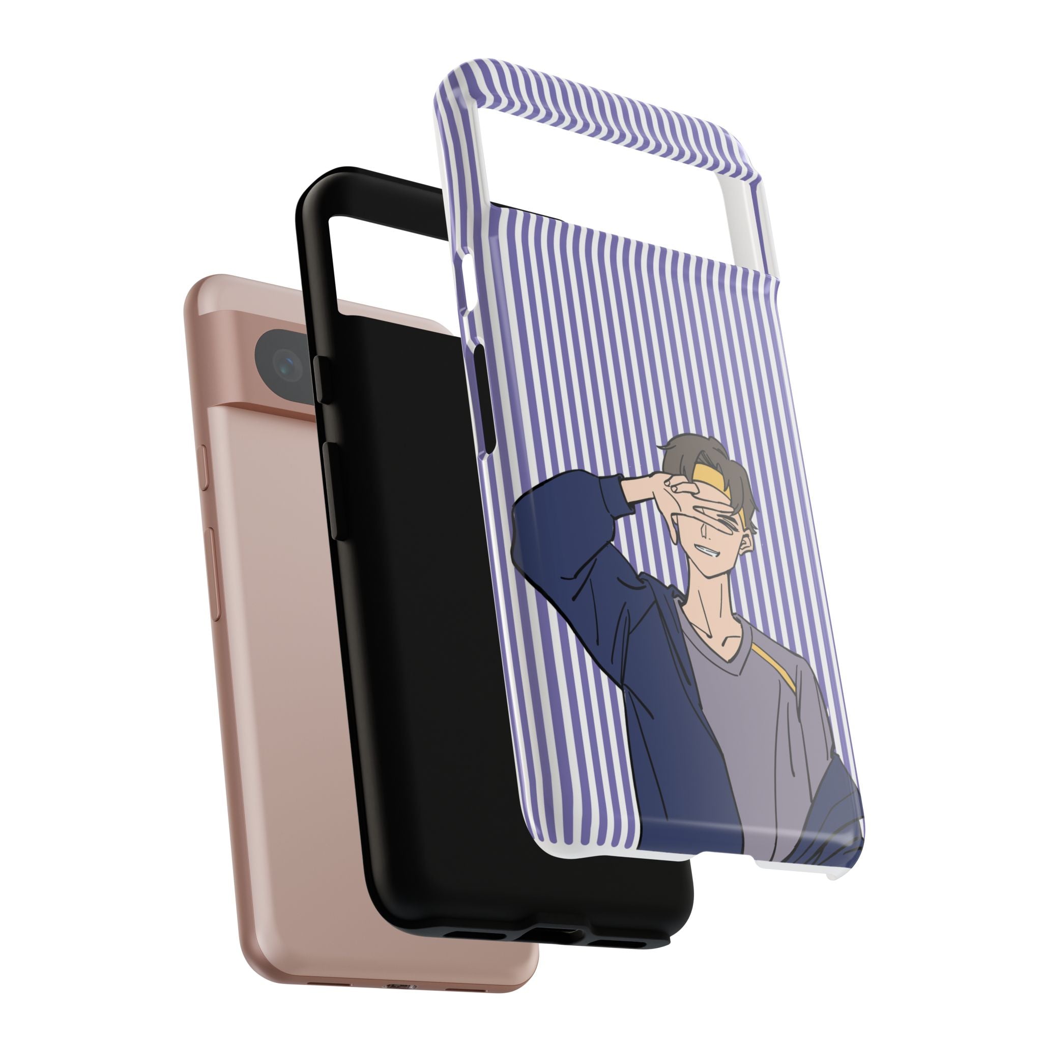 Casual Anime Guy Phone Case | Valentines Day Striped Lines phone case, Purple Stripe Iphone case - Iphone, Samsung and Pixel Mobile cases