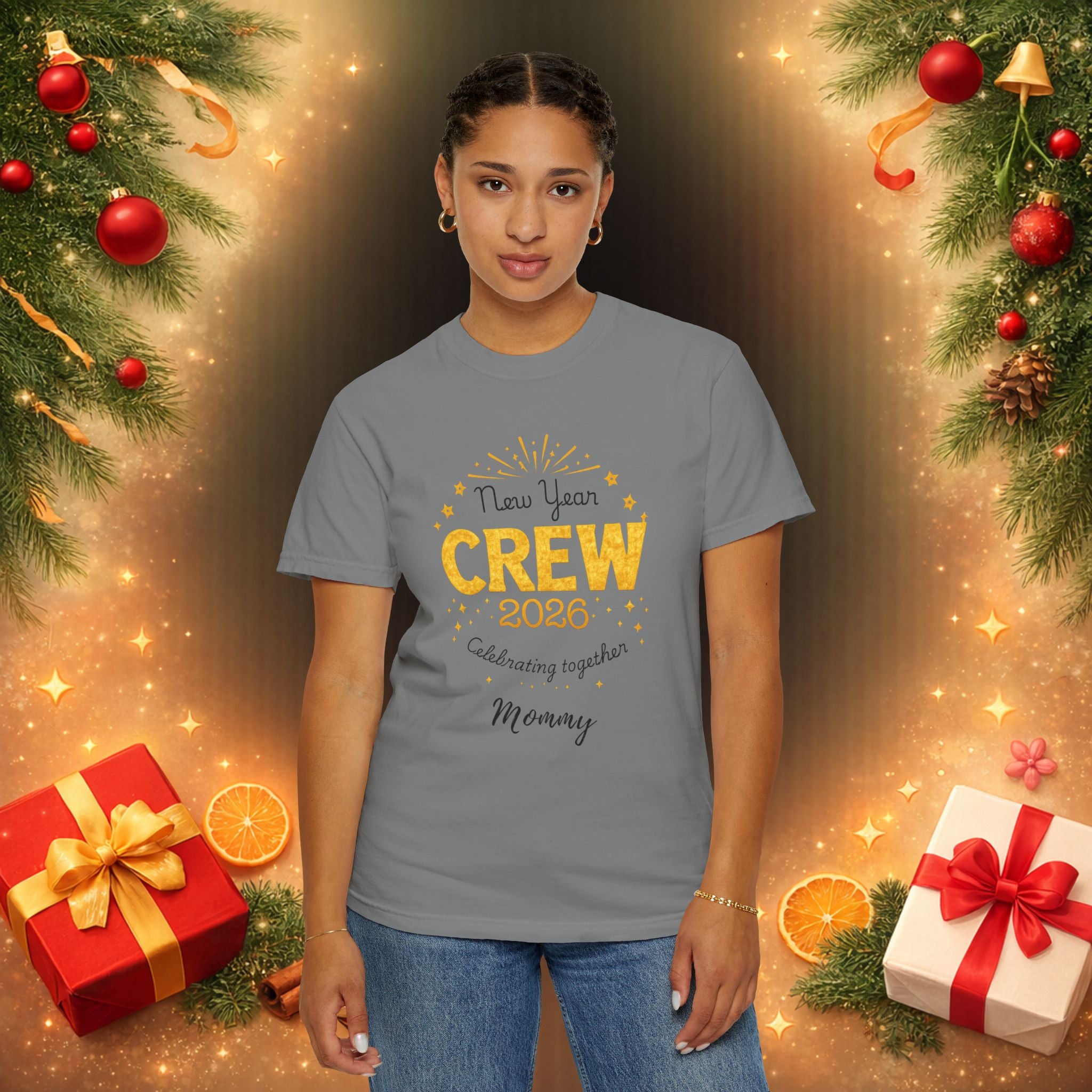Custom 2026 New Year Family Crew Shirts, Personalized Names, Matching Holiday Tee for Christmas & New Year’s Eve