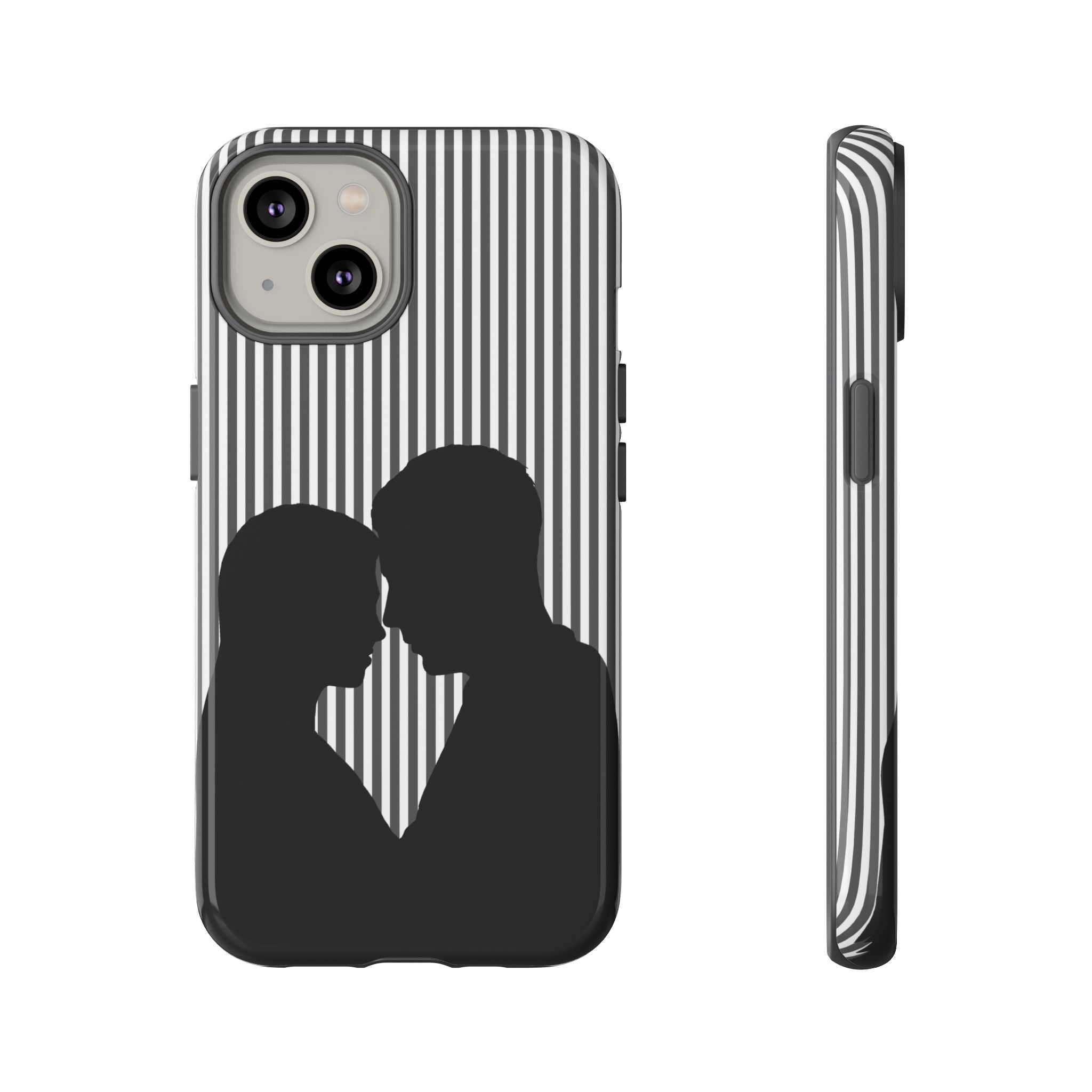 Silhouette Couple Phone Case | Galentines Day Striped Black and white phone case, Stripe Iphone case - Iphone, Samsung and Pixel Mobile case