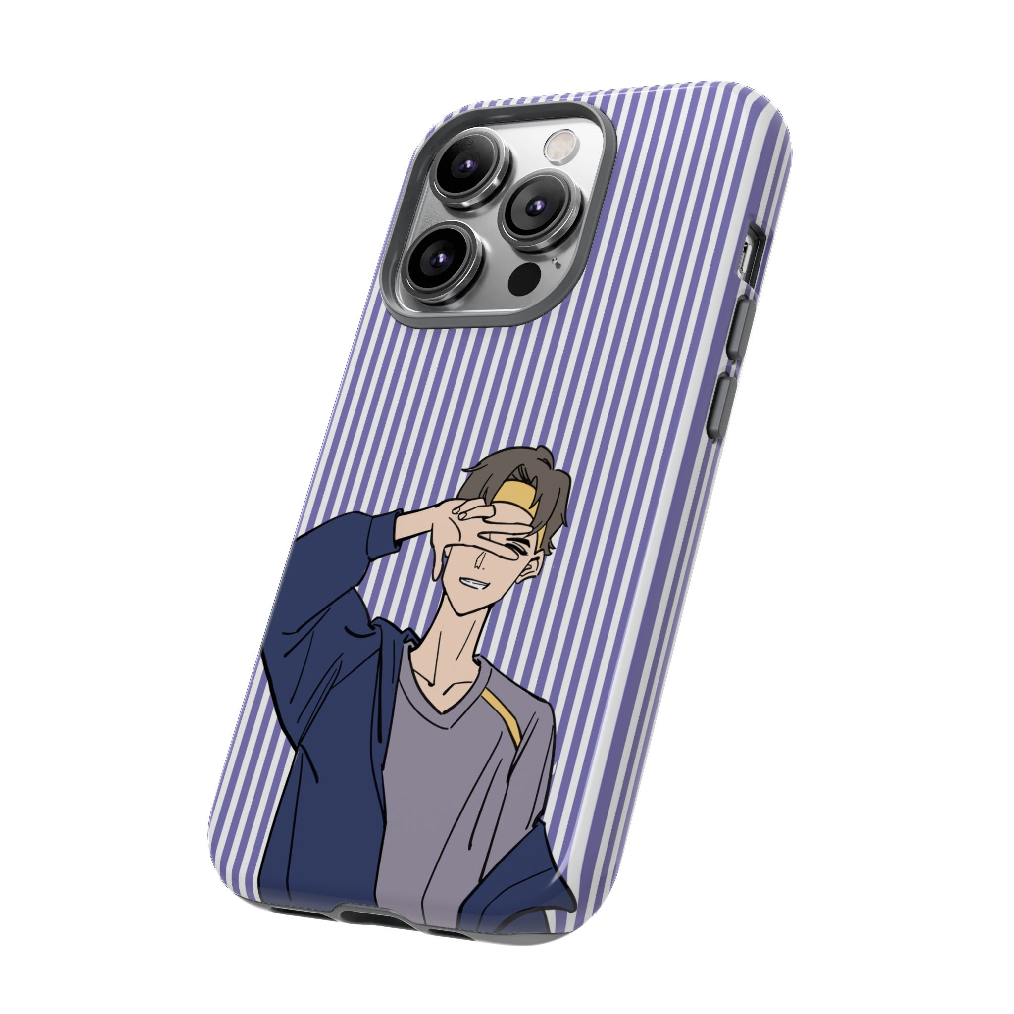 Casual Anime Guy Phone Case | Valentines Day Striped Lines phone case, Purple Stripe Iphone case - Iphone, Samsung and Pixel Mobile cases