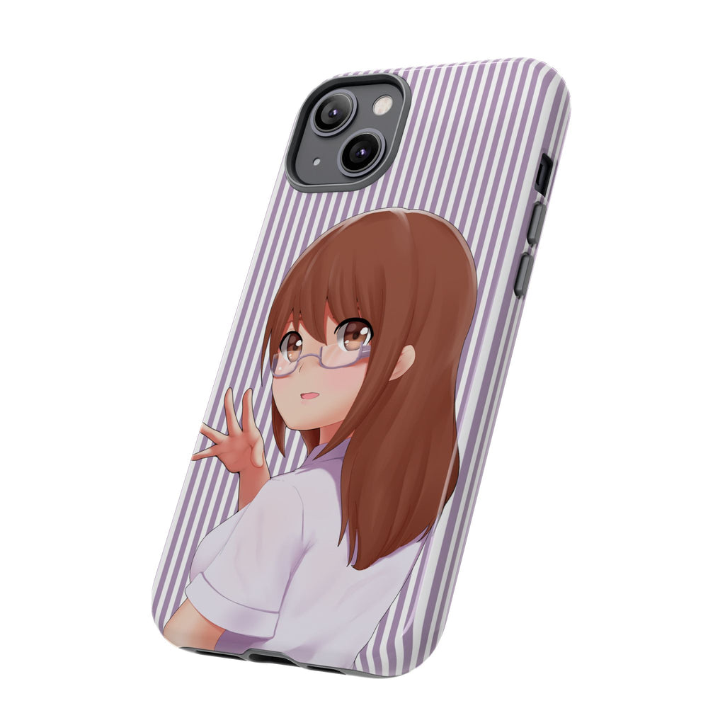 Galentines Day Striped lines mobile case, Glasses Anime Girl Stripe Iphone case | Tough Cases - Iphone, Samsung and Pixel Mobile cases