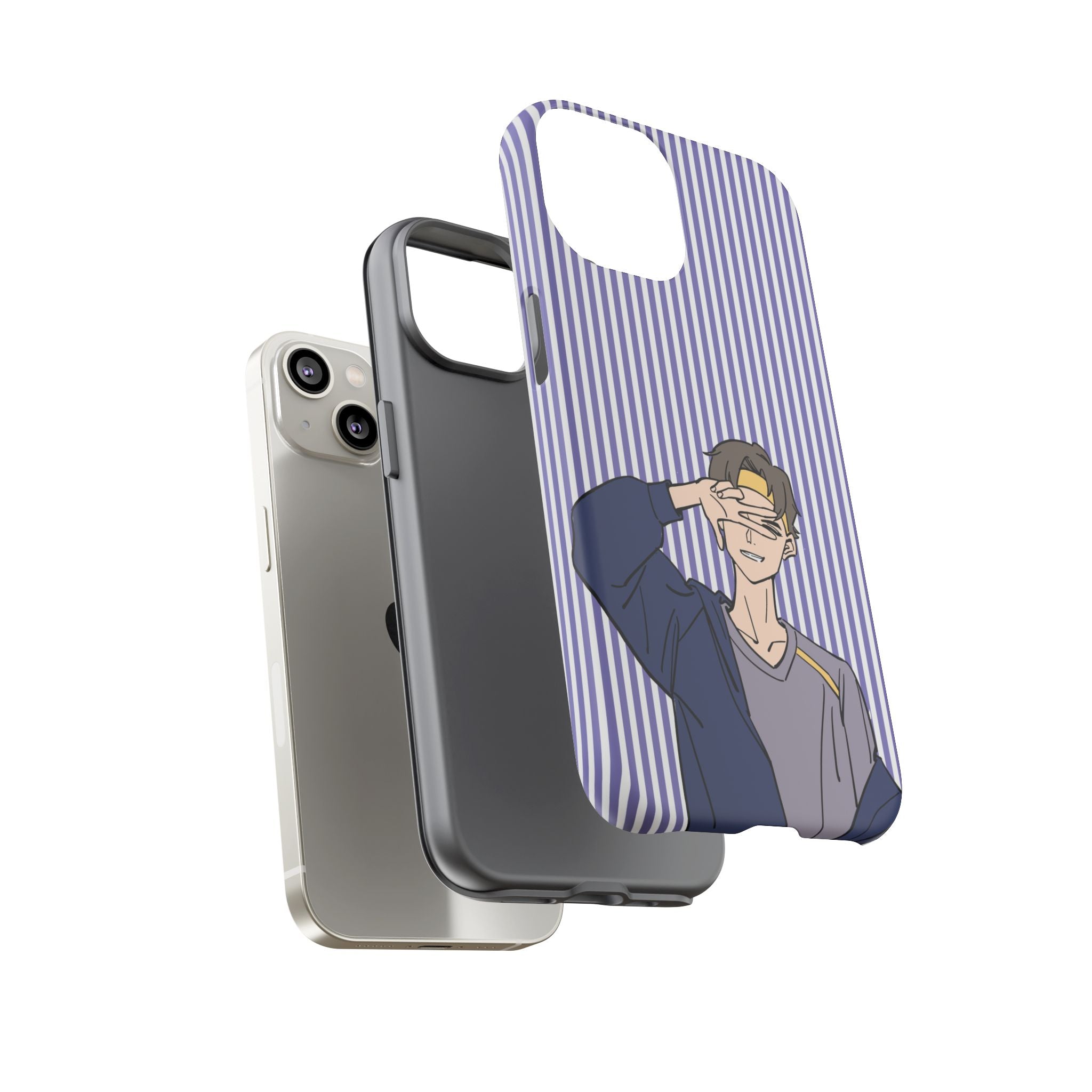 Casual Anime Guy Phone Case | Valentines Day Striped Lines phone case, Purple Stripe Iphone case - Iphone, Samsung and Pixel Mobile cases