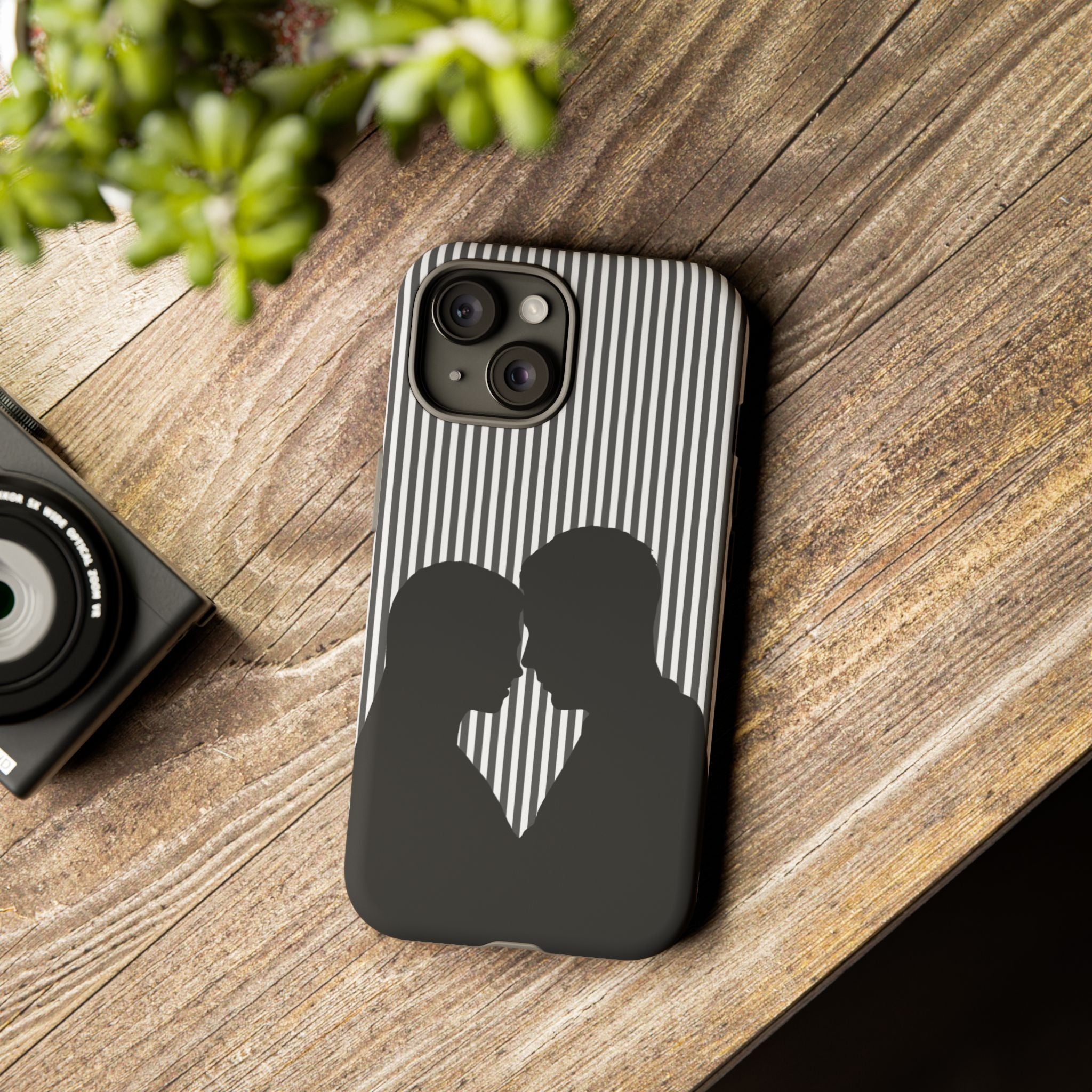 Silhouette Couple Phone Case | Galentines Day Striped Black and white phone case, Stripe Iphone case - Iphone, Samsung and Pixel Mobile case