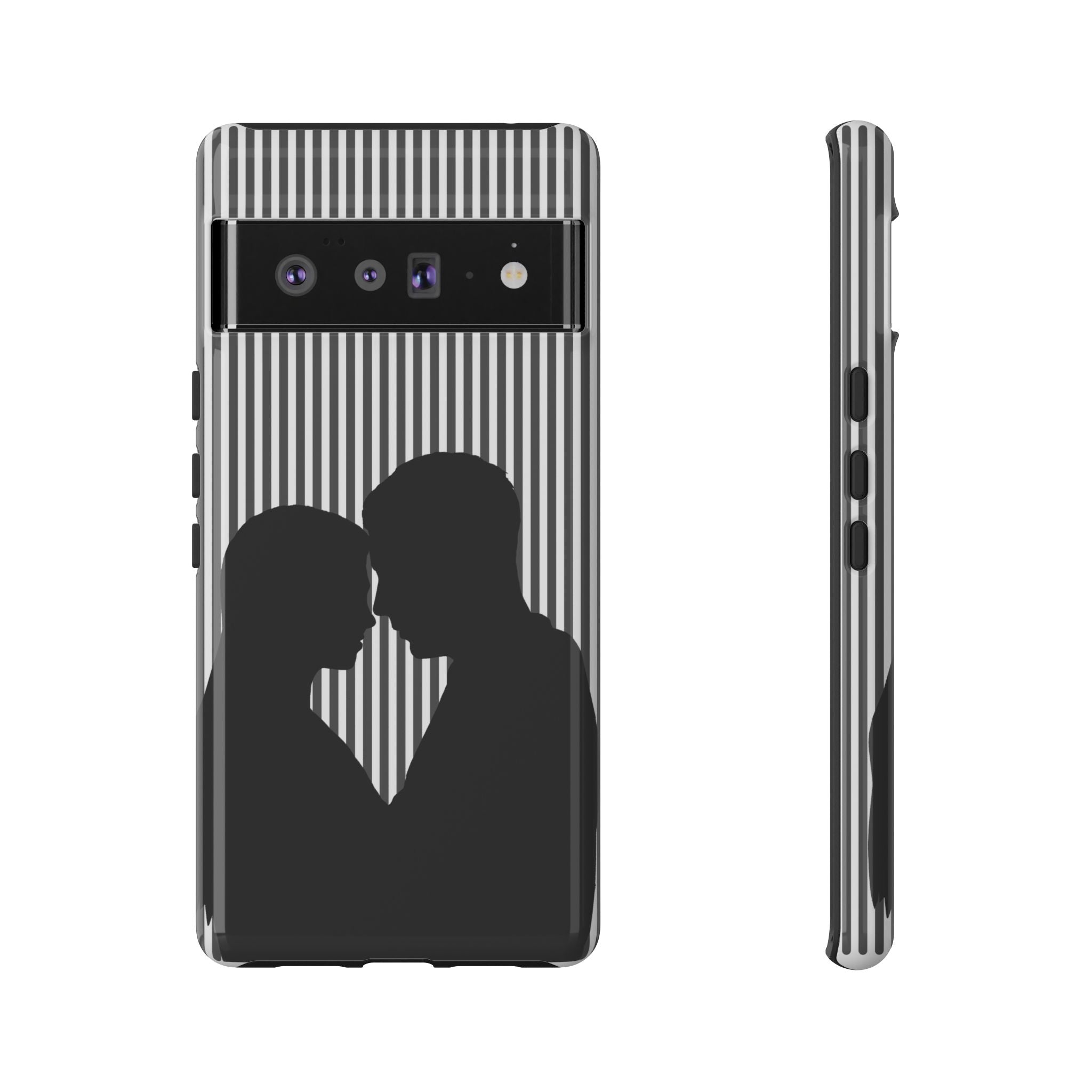 Silhouette Couple Phone Case | Galentines Day Striped Black and white phone case, Stripe Iphone case - Iphone, Samsung and Pixel Mobile case