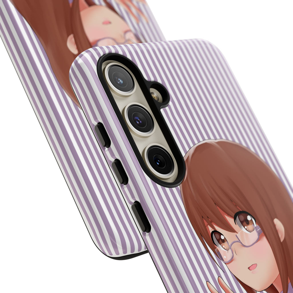 Galentines Day Striped lines mobile case, Glasses Anime Girl Stripe Iphone case | Tough Cases - Iphone, Samsung and Pixel Mobile cases
