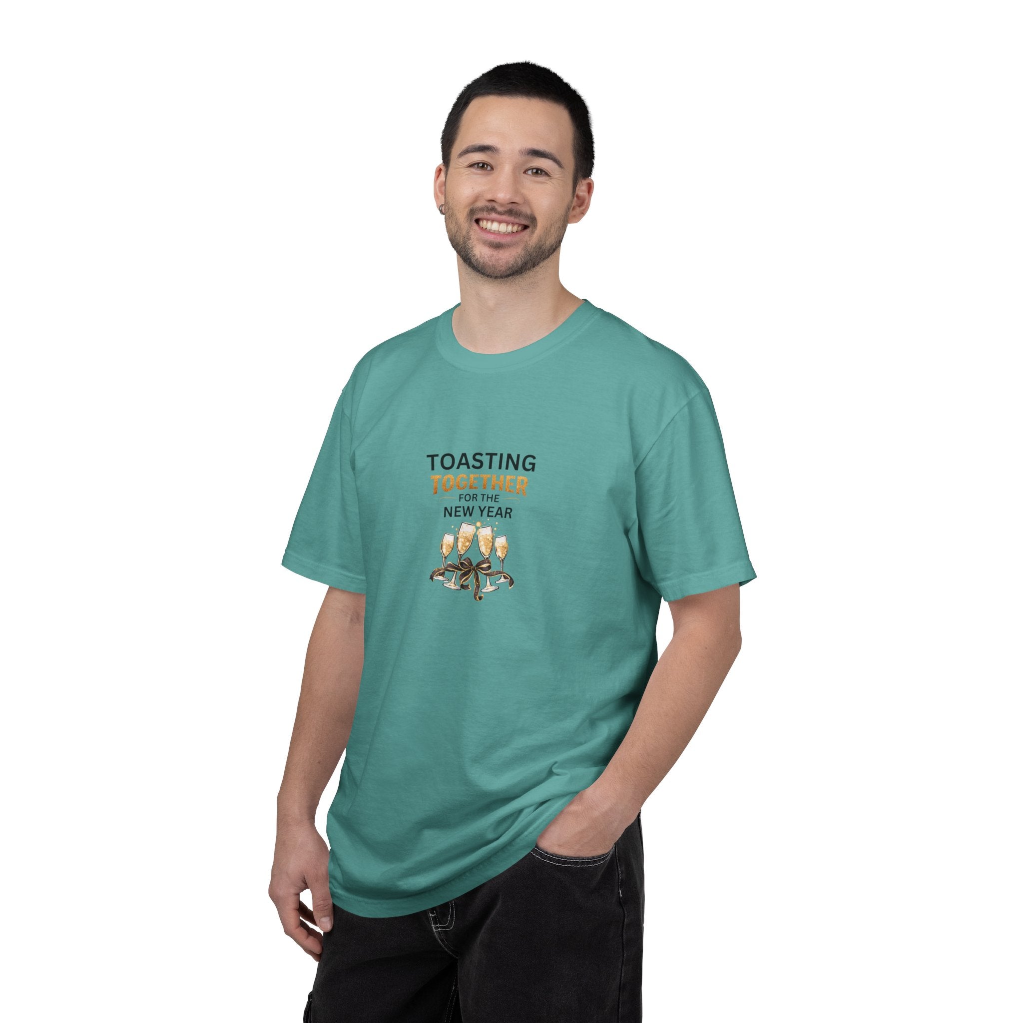 Toasting Together New Year Family Shirts, Matching New Years Eve Pajama Tops, Champagne Toast Outfit, Unisex Adult Youth Tee