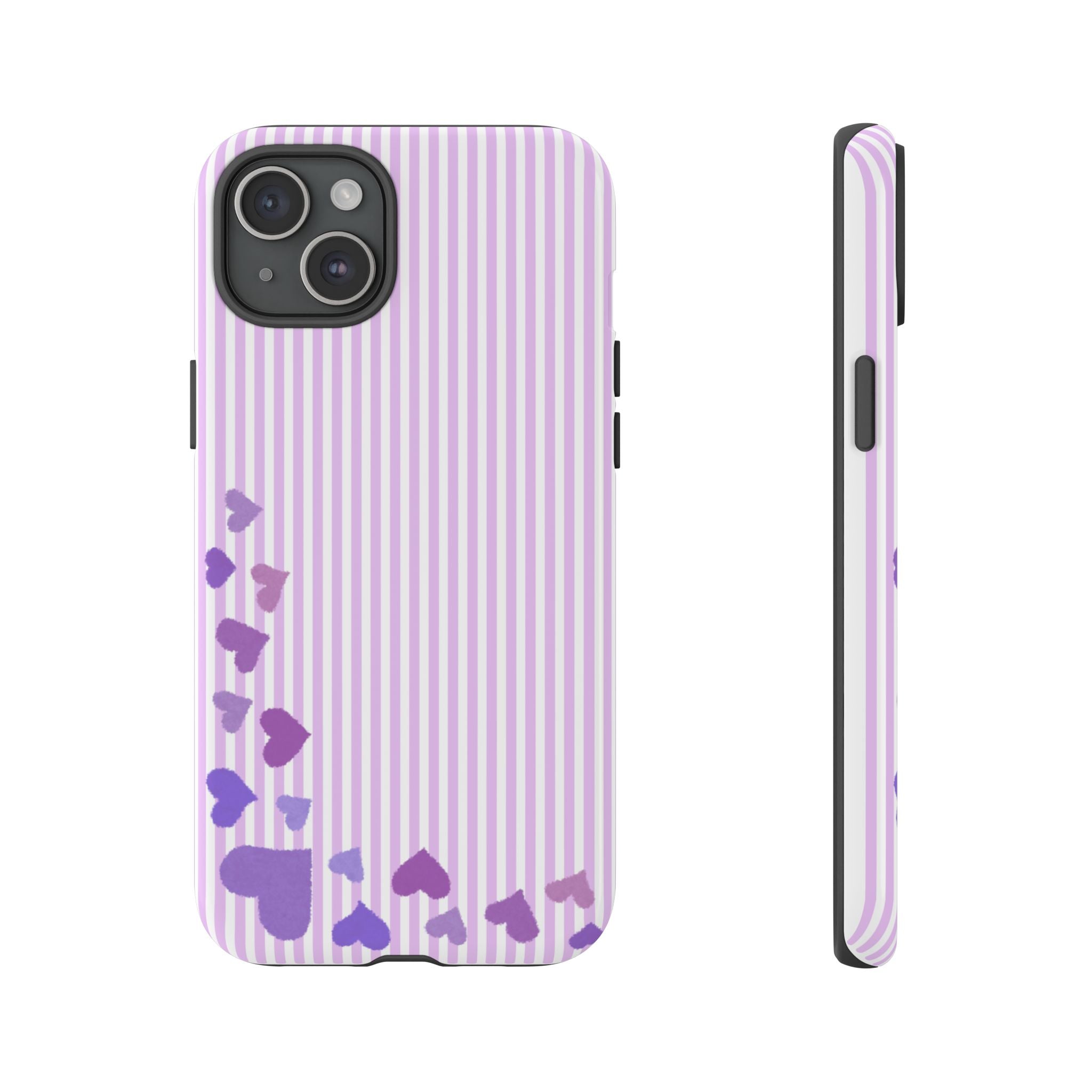 Valentines Day Striped hearts phone case, Purple Heart Floral Stripe Iphone case | Tough Cases - Iphone, Samsung and Pixel Mobile cases