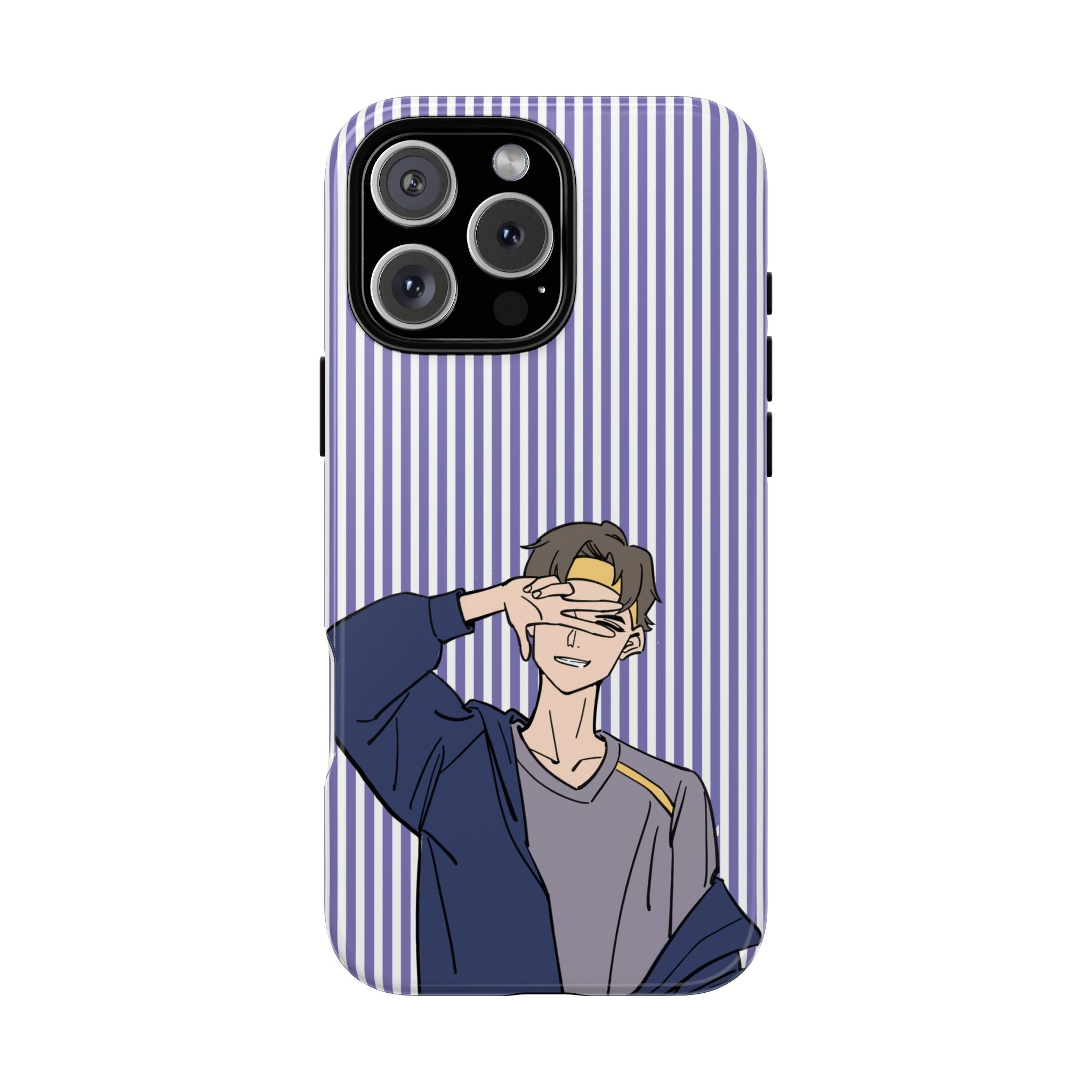 Casual Anime Guy Phone Case | Valentines Day Striped Lines phone case, Purple Stripe Iphone case - Iphone, Samsung and Pixel Mobile cases
