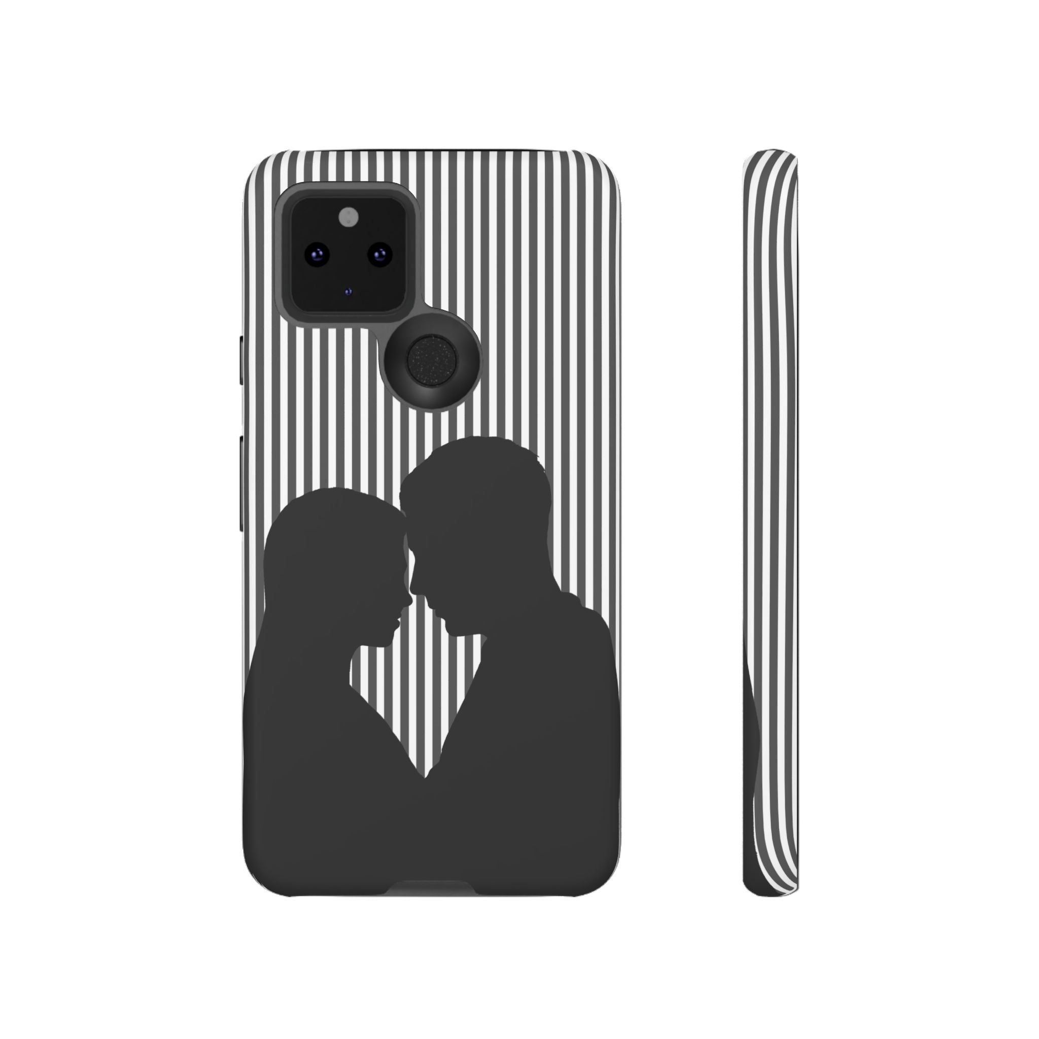 Silhouette Couple Phone Case | Galentines Day Striped Black and white phone case, Stripe Iphone case - Iphone, Samsung and Pixel Mobile case