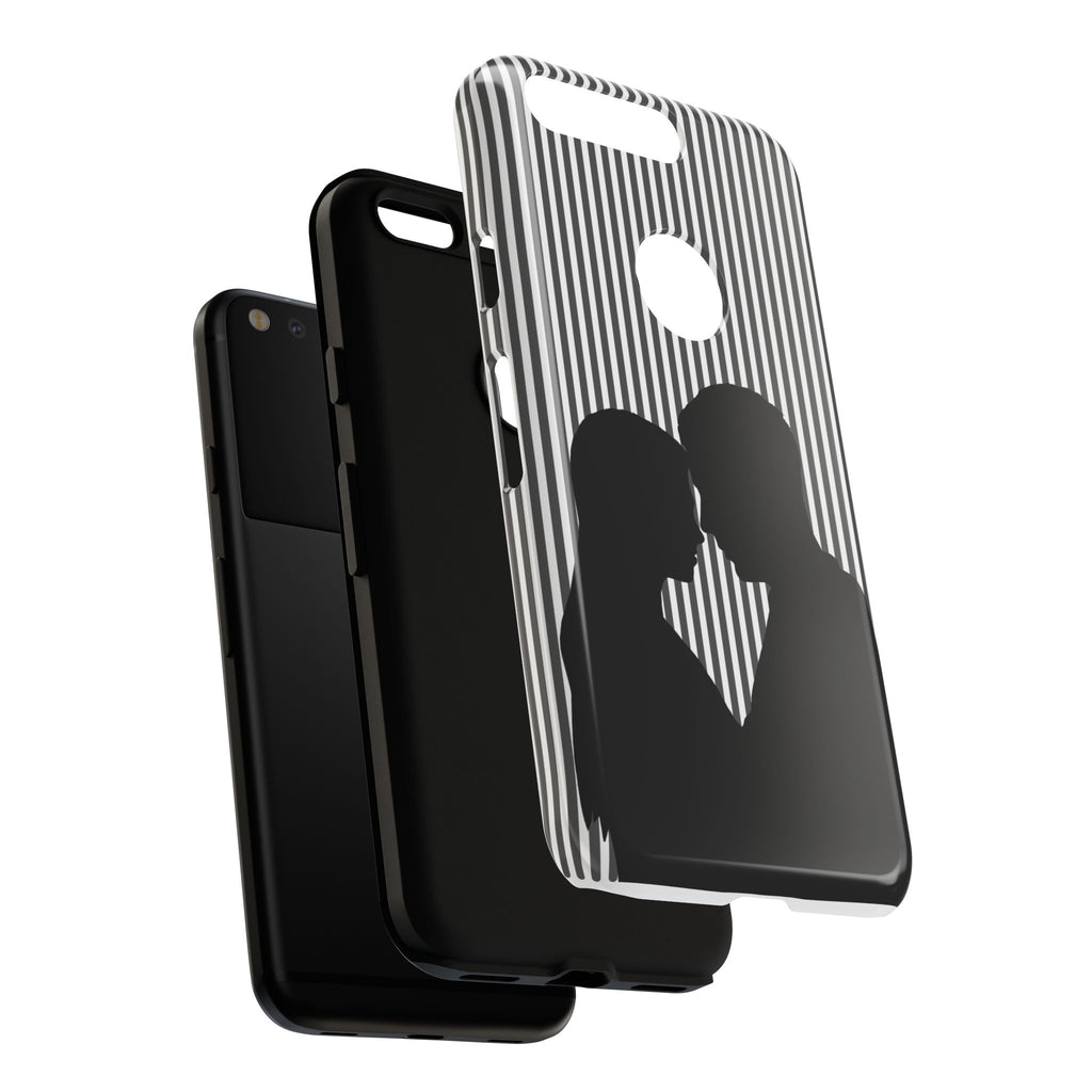 Silhouette Couple Phone Case | Galentines Day Striped Black and white phone case, Stripe Iphone case - Iphone, Samsung and Pixel Mobile case