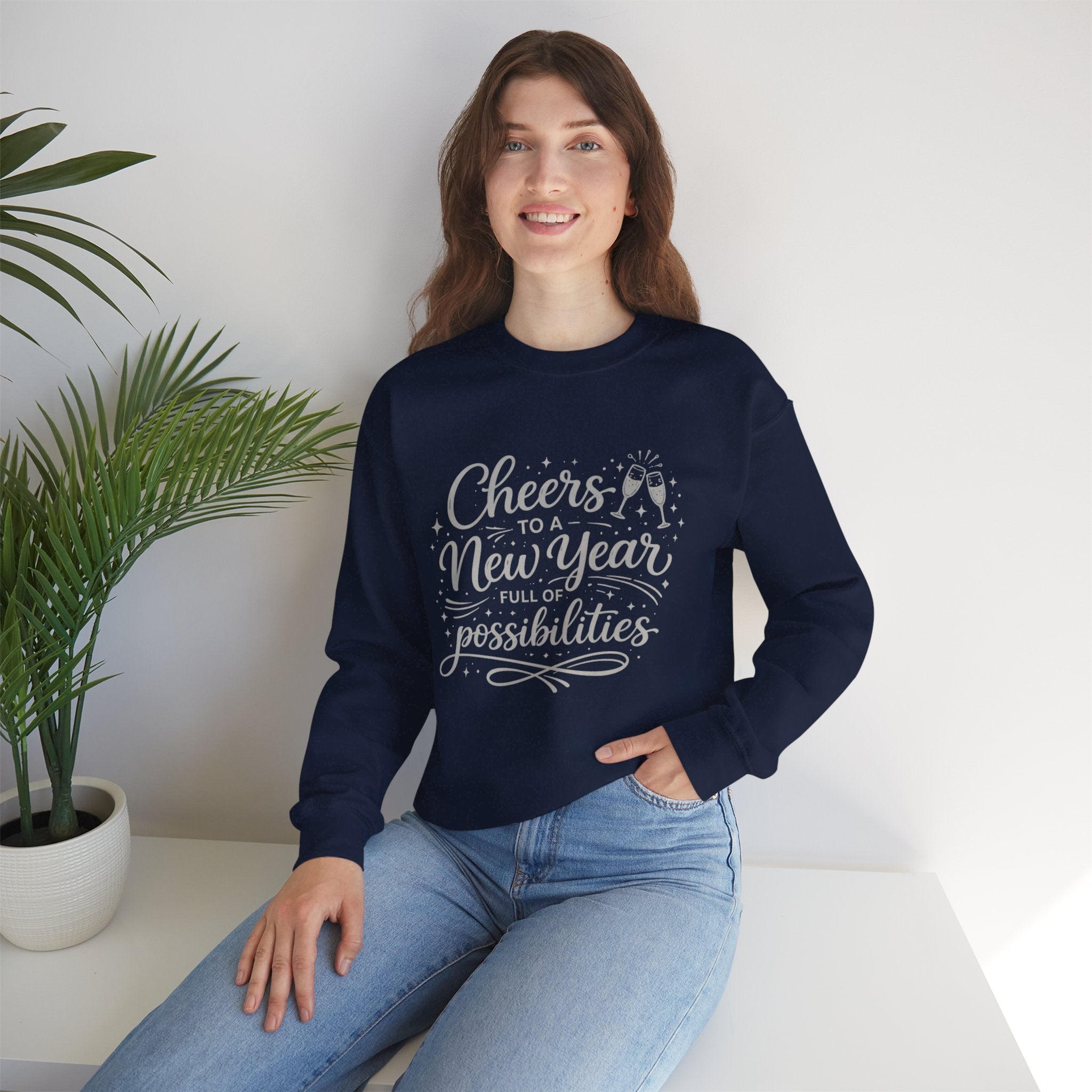 Cheers To A New Year Sweatshirt, Full Of Possibilities Hoodie, Champagne NYE Crewneck, Unisex Adult Youth