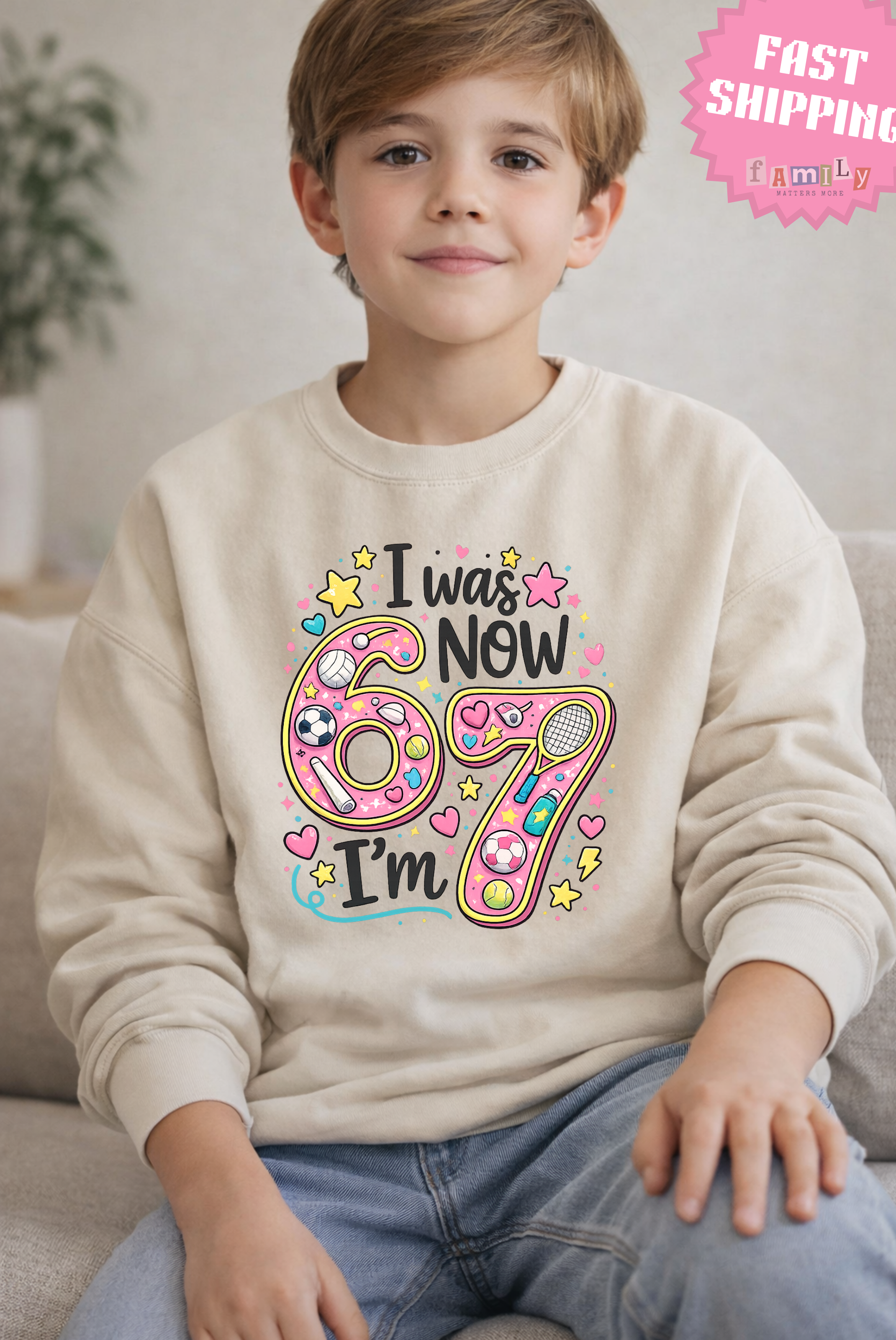 I Was 6 Now I’m 7 Birthday Shirt, Sports 7th Birthday Tee, Youth Kids Sports Party Gift, Custom Age, football shirt, kids shirt, 3 options